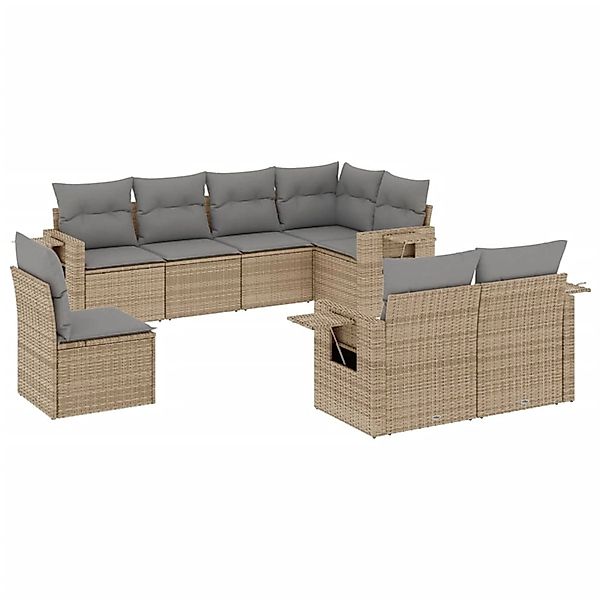 vidaXL 8-Tlg Garten-Sofagarnitur mit Kissen Beige Poly Rattan 3252776 günstig online kaufen