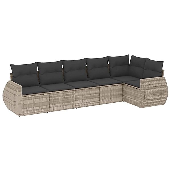 vidaXL 6-Tlg Garten-Sofagarnitur mit Kissen Hellgrau Poly Rattan 3221391 günstig online kaufen