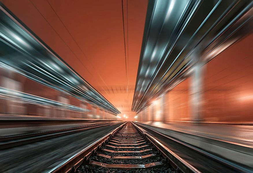 Papermoon Fototapete "Tunnel mit Schienen" günstig online kaufen