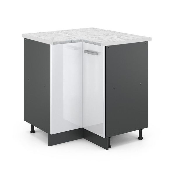 Vicco Eckunterschrank R-Line, Weiß Hochglanz/Anthrazit, AP günstig online kaufen