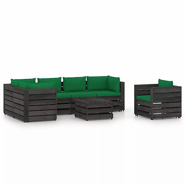 7-tlg. Garten-lounge-set Mit Kissen Grau Imprägniertes Holz günstig online kaufen