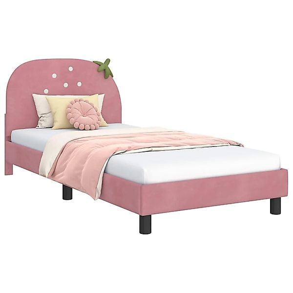 vidaXL Kinderbettgestell mit Kopfteil Rosa 90 x 200 cm Samt 42011068 günstig online kaufen