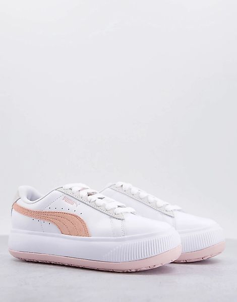 PUMA – Mayu – Sneaker aus Wildleder in Weiß und Hellbraun günstig online kaufen