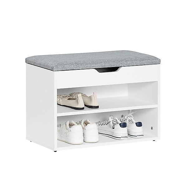 SoBuy Schuhbank mit Sitzfläche Sitzbank Schuhregal aus MDF 60x43x30cm Weiß- günstig online kaufen