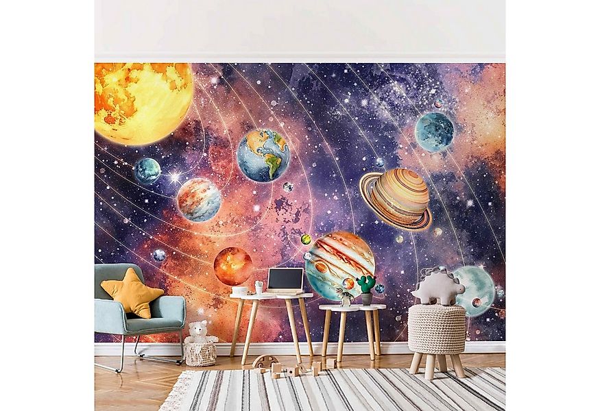 Bilderdepot24 Kindertapete Sonnensystem Aquarell Illustration Kinder Weltal günstig online kaufen