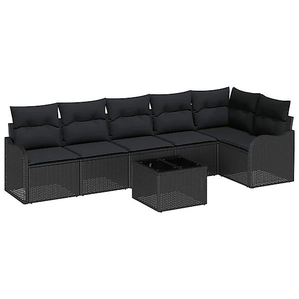 vidaXL Garten-Sofa-Set mit Kissen mit Speicher 7-Tlg Beige Poly Rattan 3354 günstig online kaufen