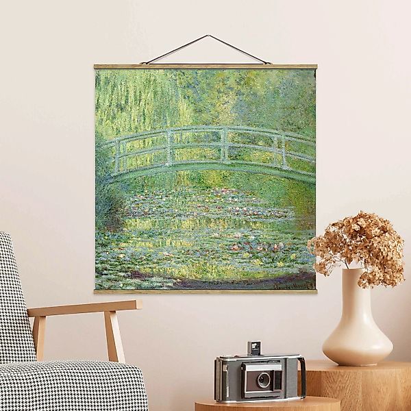 Stoffbild Kunstdruck mit Posterleisten - Quadrat Claude Monet - Japanische günstig online kaufen