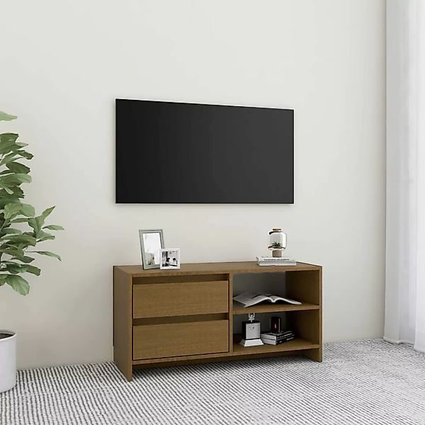 vidaXL TV-Schrank TV-Schrank Honigbraun 80x31x39 cm Massivholz Kiefer Lowbo günstig online kaufen