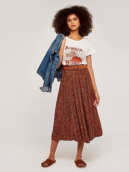 Apricot Midirock Microditsy Belted Midi Skirt (2-tlg) mit Flechtgürtel günstig online kaufen