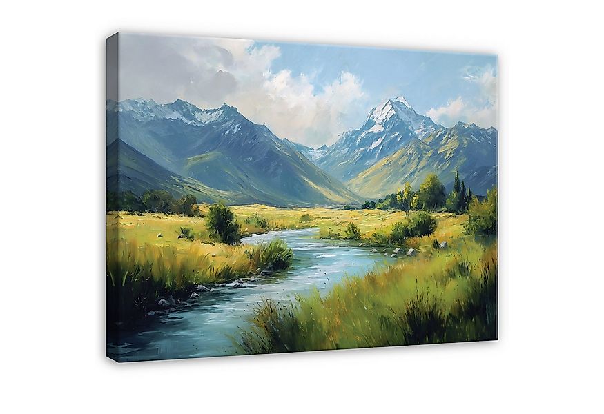 Wallarena Leinwandbild Berge Fluss Natur Bäume Grün Modern Wandbilder Wand günstig online kaufen