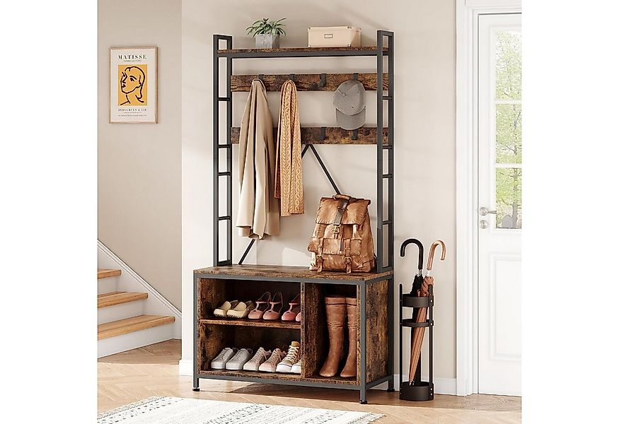 GarveeMore Garderobenständer 5-in-1 mit Schuhbank,3 Etagen Ablage und 8 Hak günstig online kaufen