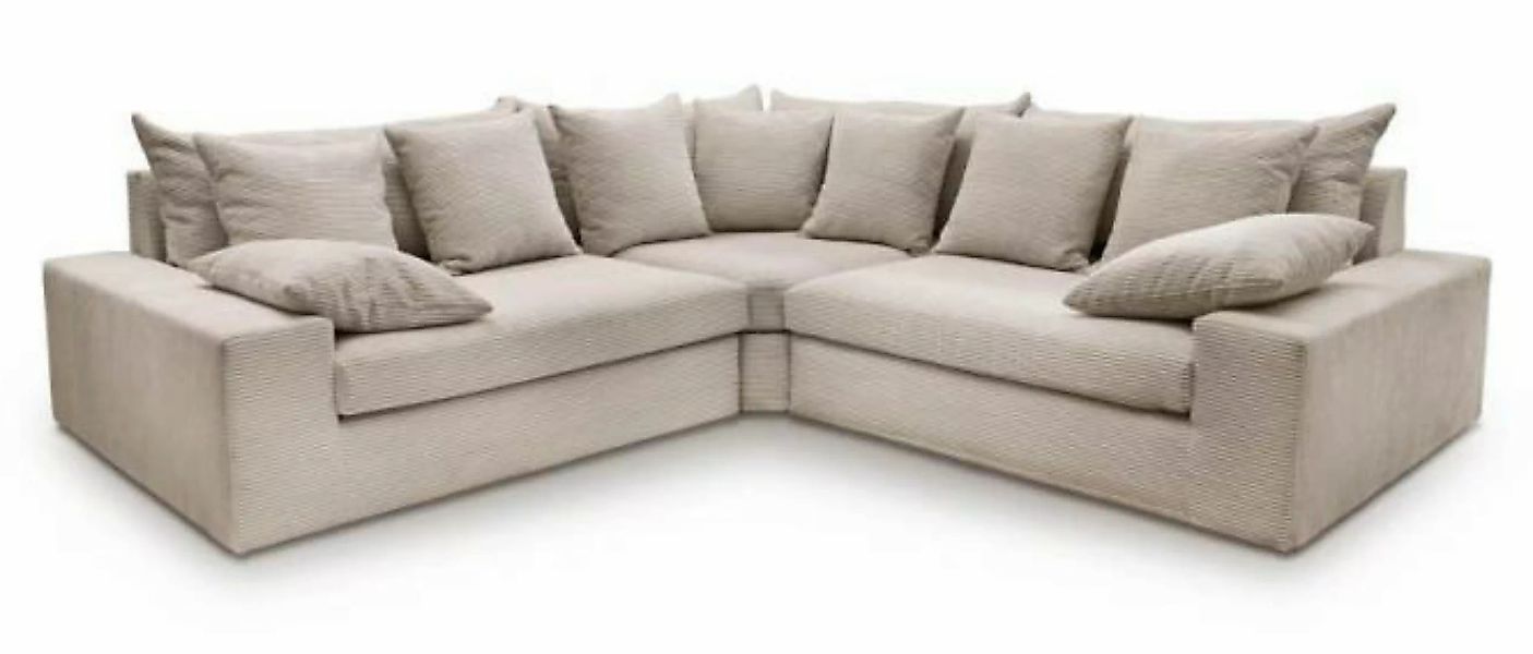 Ecksofa Cord Beige 301 x 301 cm AVELLINO günstig online kaufen