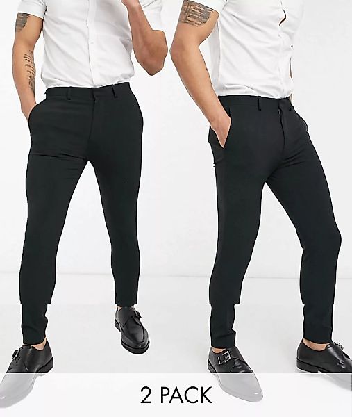 ASOS DESIGN – Superenge, elegante Hose im Multipack in Schwarz günstig online kaufen