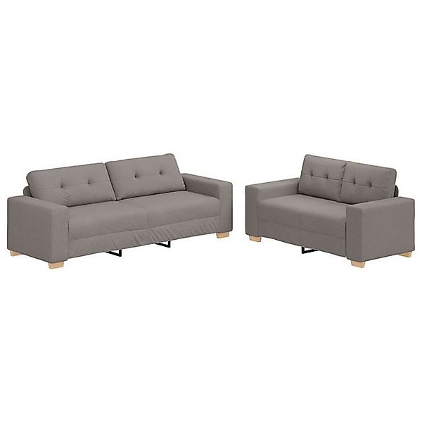 vidaXL Sofa 2-teiliges Sofa Set mit Kissen aus taupe Stoff, 2 Teile günstig online kaufen