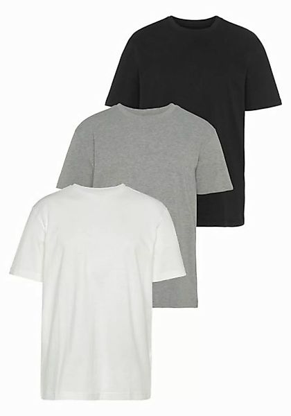 Man's World T-Shirt neue Farben! (3er-Pack) Kurzarm, unifarben, Rundhals, a günstig online kaufen