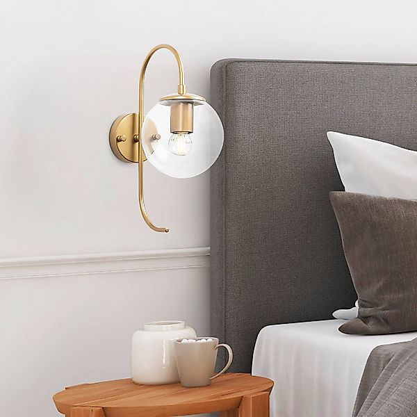 Wandleuchte Jewel, goldfarben, Glas, Höhe 36 cm, E14 günstig online kaufen
