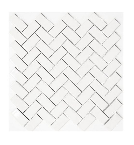 Mosani Mosaikfliesen Fischgrät Mosaikfliese Keramik weiß glänzend Küche Wan günstig online kaufen