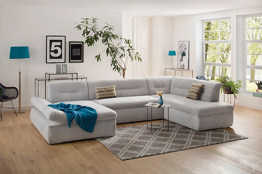 Home affaire Wohnlandschaft "Avesa U-Form" Wahlweise mit Armteilverstellung günstig online kaufen