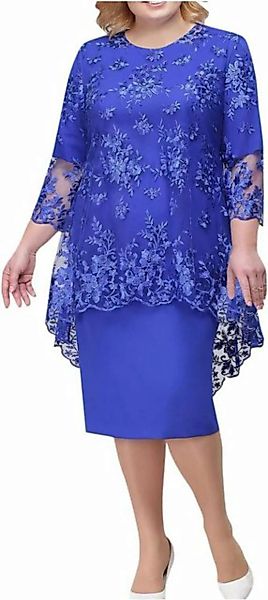 FIDDY Blusenkleid Kleid Damen Elegant Spitze Stickerei Patchwork Zweiteiler günstig online kaufen