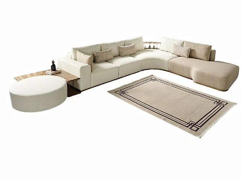 JVmoebel Ecksofa Weißes Ecksofa Moderne Wohnzimmer Möbel Designer Couch Tex günstig online kaufen