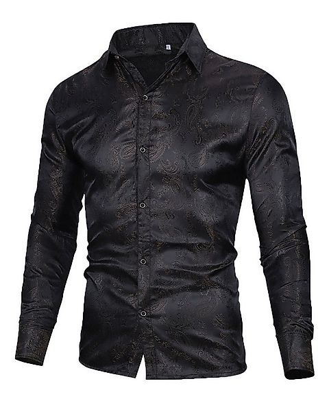 Allthemen Langarmhemd mit Stickerei Herren Freizeithemd florales Muster dün günstig online kaufen