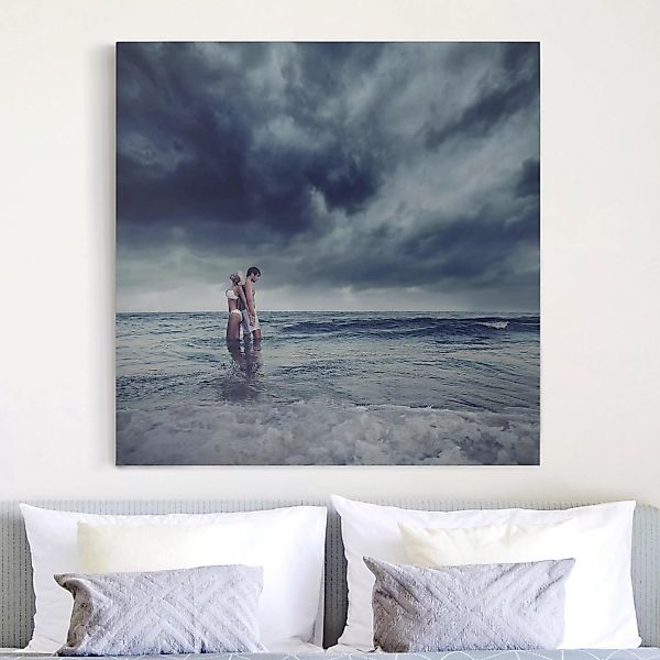 Leinwandbild Portrait - Quadrat Lovers And The Sea günstig online kaufen