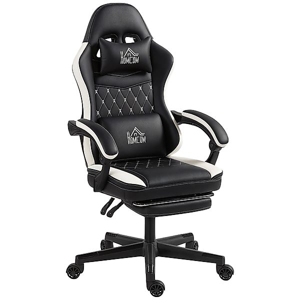 HOMCOM Gaming Stuhl Ergonomischer Gamer Stuhl mit Lendenwirbelstütze, Fußst günstig online kaufen