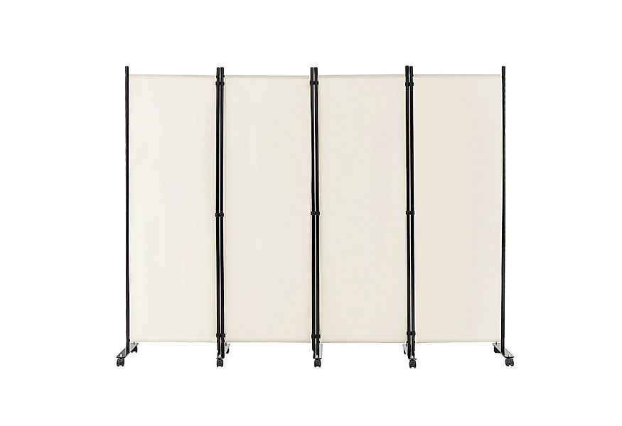 COSTWAY Paravent auf Rollen, 4 tlg., faltbar, Metallrahmen, 225x173cm günstig online kaufen