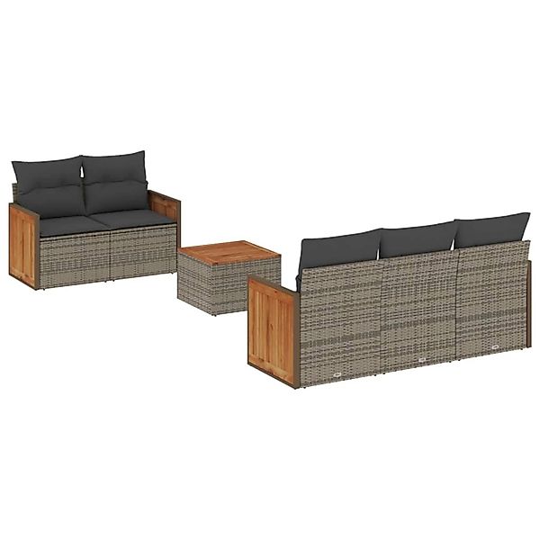 vidaXL 6-Tlg Garten-Sofagarnitur mit Kissen Grau Poly Rattan 3227467 günstig online kaufen