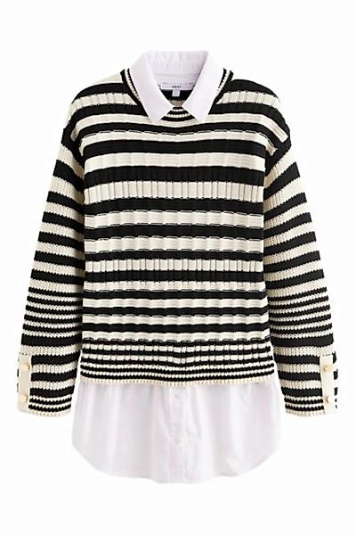 Next 2-in-1-Pullover Gestreifter Pullover im Hemd-Lagenlook Ziermaschen (1- günstig online kaufen