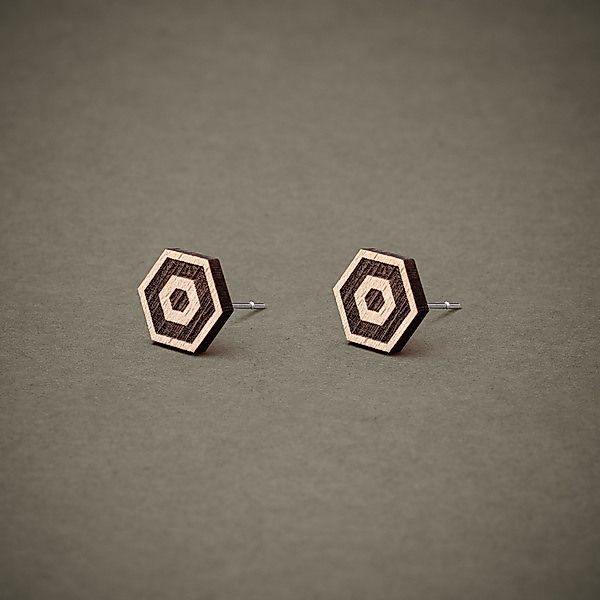 Ohrstecker / Ohrring Aus Holz "Hexagon1" 9mm günstig online kaufen