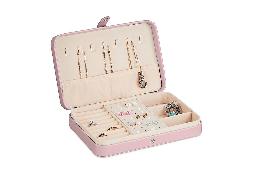 relaxdays Schmuckkasten Schmuckkästchen für Reisen, Pink günstig online kaufen