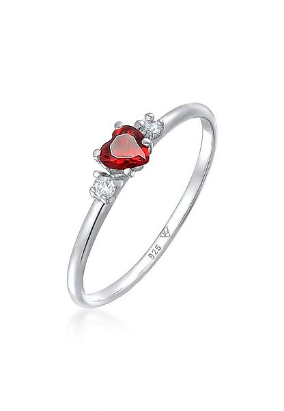Elli Fingerring Herz Zirkonia Rot Liebe 925 Silber, Herz günstig online kaufen