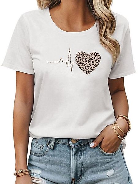 PYL Kurzarmshirt Damen Bequemes Sommer T shirt mit Leopardenmuster Ausgefal günstig online kaufen