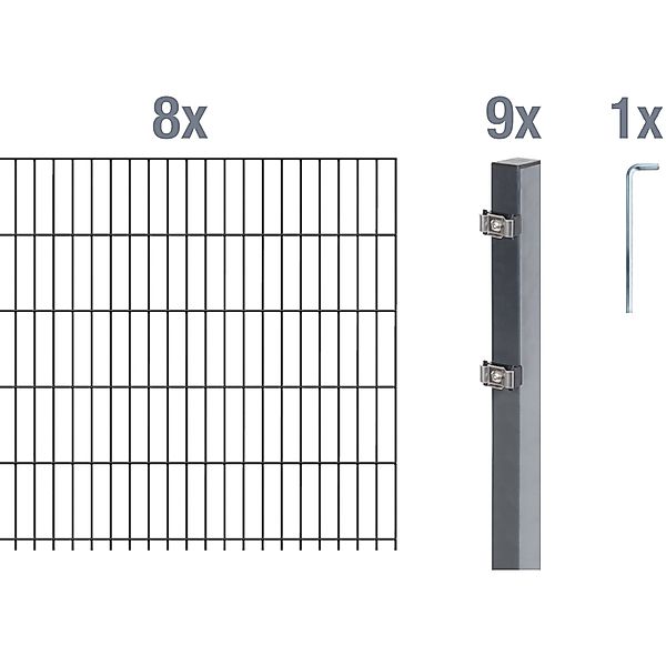 Alberts Doppelstabmattenzaun Grundset, (Set), Höhe: 80-160 günstig online kaufen