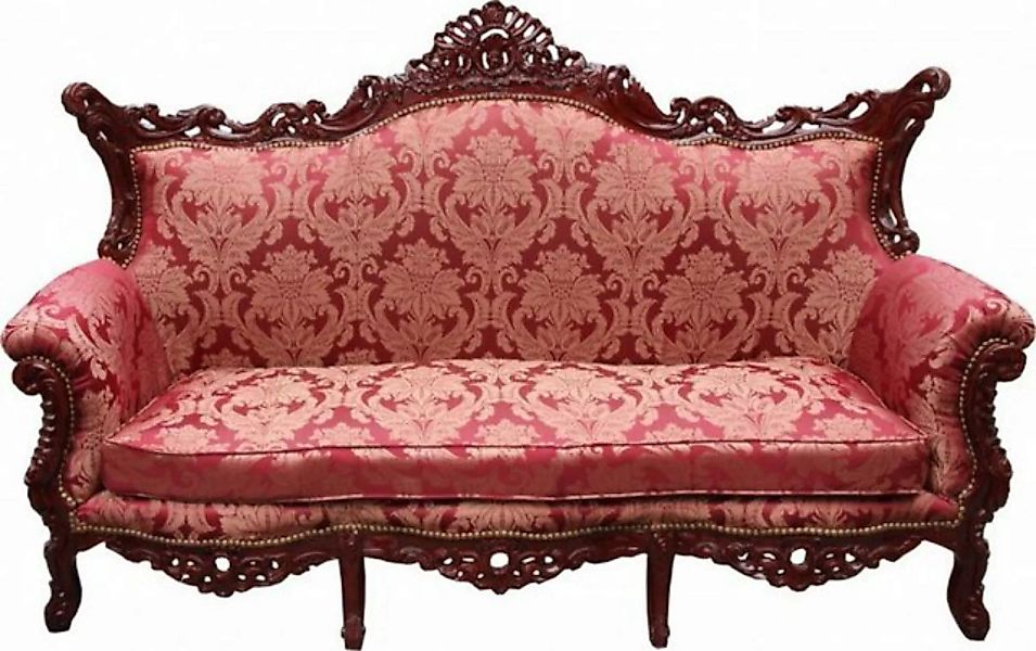 Casa Padrino 3-Sitzer Barock 3er Sofa Master Bordeaux Muster / Braunrot - W günstig online kaufen