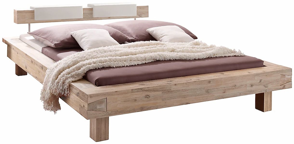 HASENA Bettgestell Caserta, Massivholzkopfteil, Fußhöhe 20 cm, Kopfteilpols günstig online kaufen