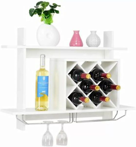 COSTWAY® Weinregal hängend mit Weinglashalter weiß günstig online kaufen