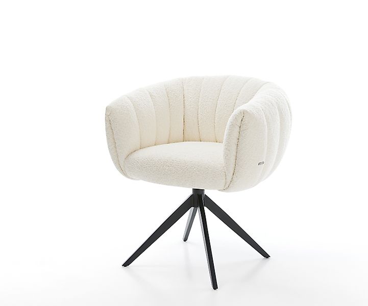 Drehstuhl Jada-Flex Bouclé Weiß Kreuzgestell breit Schwarz 360° drehbar Wip günstig online kaufen