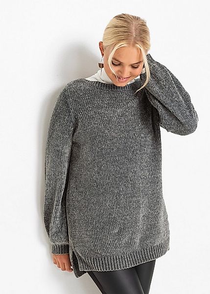 bonprix Longpullover aus Chenille, mit breitem U-Boot-Ausschnitt, für kühle günstig online kaufen