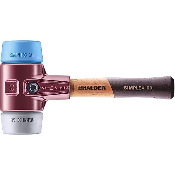 Halder Simplex Schonhammer Ø 60 mm TPE-soft Blau   TPE-mid Grau Kurzer Stie günstig online kaufen