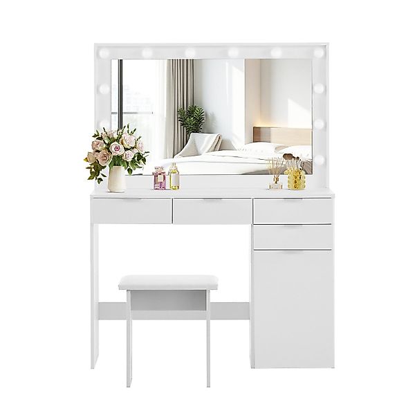Ofcasa Schminktisch mit LED Beleuchtung, 105x40x140cm günstig online kaufen