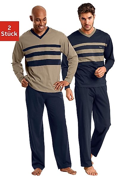 le jogger Pyjama, (Packung, 4 tlg., 2 Stück), Schlafanzug mit kontrastfarbi günstig online kaufen
