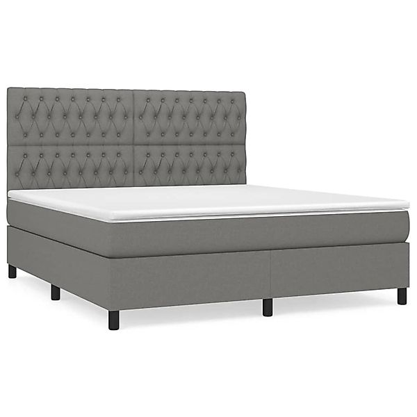 vidaXL Boxspringbett Boxspringbett mit Matratze Dunkelgrau 180x200 cm Stoff günstig online kaufen