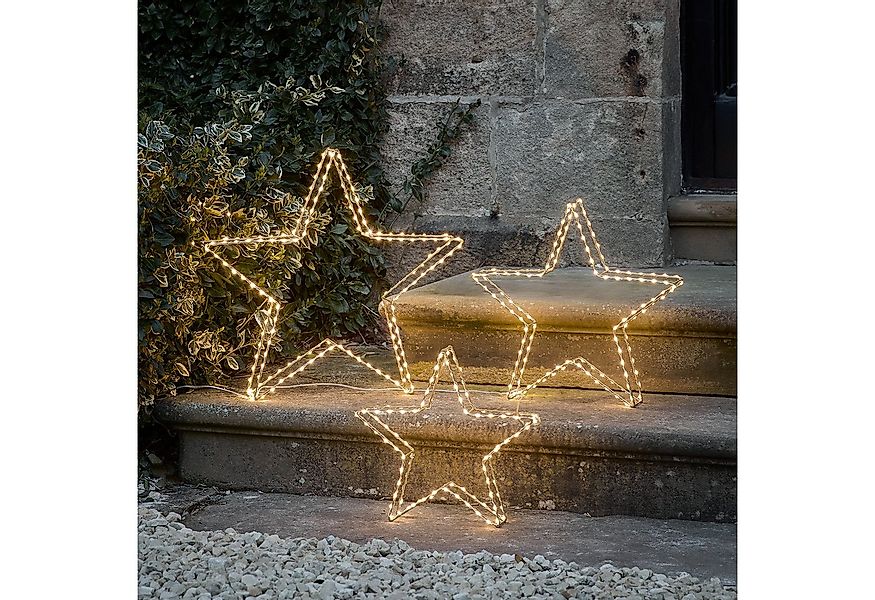 Lights4fun LED-Stern für außen 3er Set Micro LED Sterne, Micro LED, Weihnac günstig online kaufen