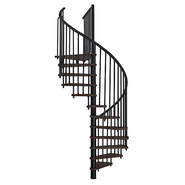 Minka Spindeltreppe Spiral Effect Ø 120 cm Walnuss Schwarz Raumhöhe bis 305 günstig online kaufen