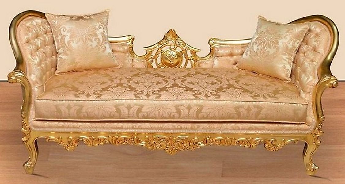 Casa Padrino Sofa Barock Wohnzimmer Sofa Gold / Gold - Handgefertigte Loung günstig online kaufen