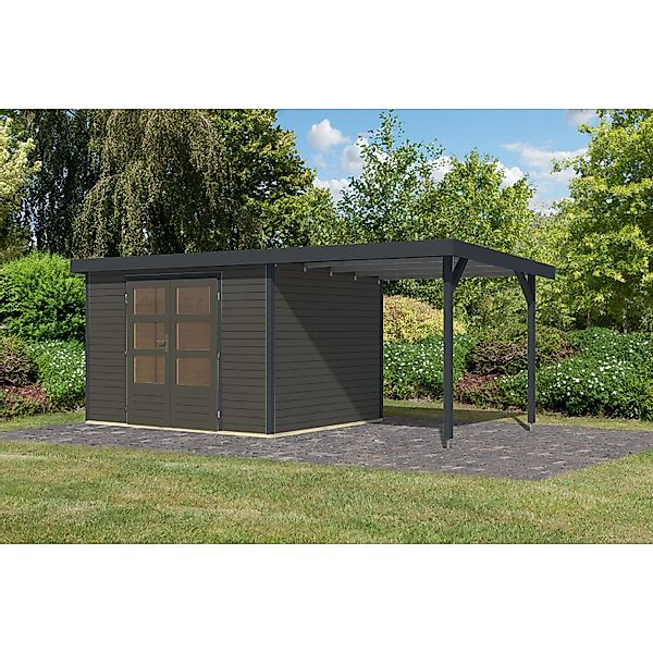 Karibu Gartenhaus Ernesto 5 B Anbaudach Terragrau/Anthrazit 209 x 298 x 242 günstig online kaufen