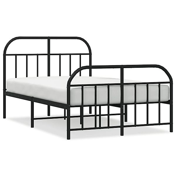 vidaXL Bettgestell mit Kopf- und Fußteil Metall Schwarz 120x190 cm 353650 günstig online kaufen