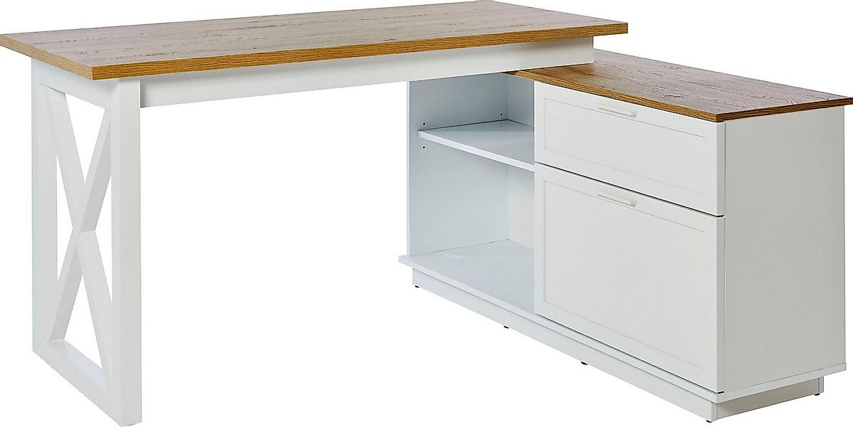 Jahnke Eckschreibtisch CHALET D 155 E (1-St), im Landhausstil, wechselseiti günstig online kaufen